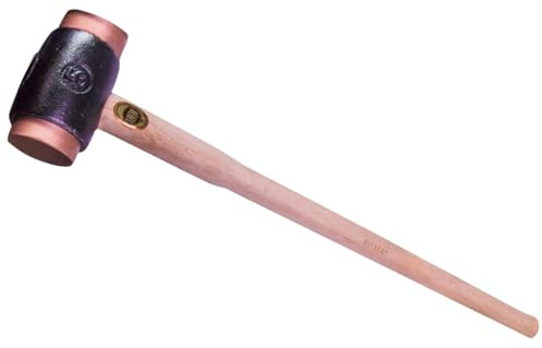 THOR Martillo con inserciones de cobre rojo, redondo, 50 mm, 3350 g, con mango de madera