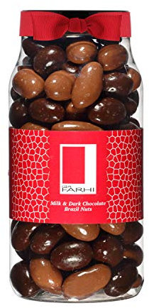 Rita Farhi Milk and Dark Chocolate Covered Brazil Nuts in a Gift Jar | Vegetarian and Chocolate Gift - Chocolate Coated Nuts - 740 g - New Palm Oil Free Recipe