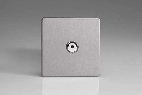 Varilight Brushed Steel Flat Dimension Screwless V-Pro IR 1 Gang 1 x 100W LED Multi-Way Remote/Touch Control Dimmer Master Unit,86x86x30mm