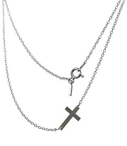 Minoplata Gargantilla cruz tumbada de Plata de ley perfecta para regalar a una mujer actual