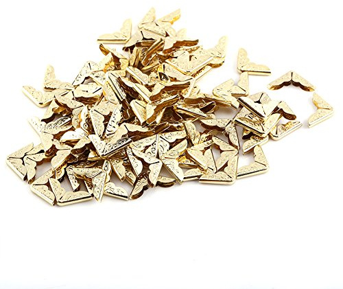 100 Stücke Buch Eckenschützer und Buchecken in Gold und Bronze Retro Stil Dreieck Metall für Bücher und Alben Walfront Schutz