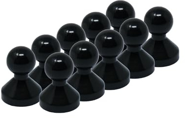 Petit Aimant á Broches en Acrylique Noir pour Réfrigérateur, Tableau Blanc, Tableau D'Affichage 11mm dia x 17mm de Haut - Pack de 10