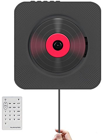 Lettore CD,SUAVER Montaggio a Parete Bluetooth Home Audio Altoparlanti portatile HiFi incorporati con telecomando Radio FM USB U disco MP3 3.5mm Jack auricolare AUX ingresso/uscita (Nero)