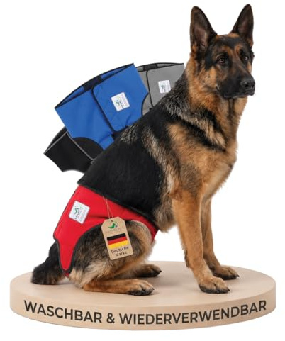 NATURE PET Premium Läufigkeitshose für Hündinnen – Hochwertige & Bequeme Hundewindeln für Hündinnen & Rüden – Waschbare Inkontinenz-Hundewindel ohne Einfädeln der Rute – L/Rot