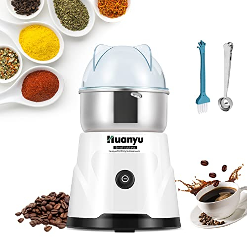Huanyu Molino Eléctrico de Grano 200g Molinillo de Especias Molinillo Eléctrico de Café 300W Mini Molinillo Multiusos para Hierba y Granos de Café