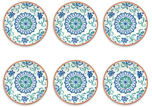 TarHong Rio Turquoise Floral 8.5 Melamine Salad Plate
