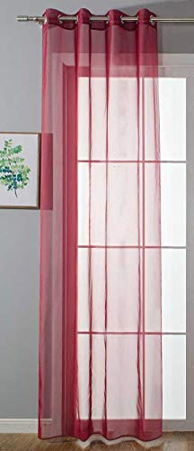 Gardinenbox Tenda con occhielli, trasparente Uni, tenda Stores, con occhielli in piombo per soggiorno, 20332-cn, 100% poliestere, bordeaux, altezza 225 x larghezza 140 cm