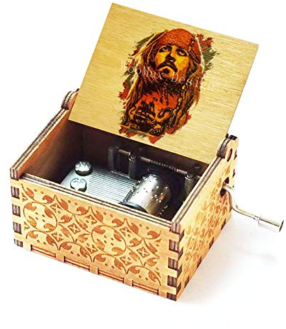 Cuzit Jack Sparrow - Carillon in legno colorato con manovella dei pirati dei Caraibi