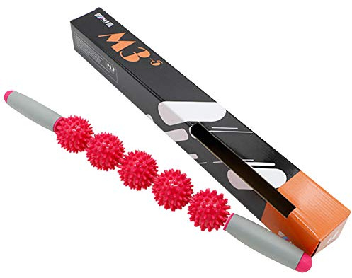 GITVIENAR Massageroller 5 Kugeln Massage Stick Roller Druck Point Muskelverspannungen zu lösen für Beine Rücken Arme Schultern Oberschenkel