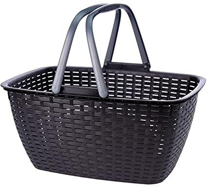 Kunststoff Tragekorb in anthrazit - ca. 43 x 33 x 21,5 cm - handlicher Einkaufskorb mit klappbaren Griffen - Korb zum einkaufen Einkaufskörbchen