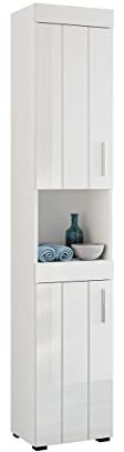 xonox.home X19 A9 711 Snow Badschrank Hochschrank, Badschrank weiß Hochglanz ca. 190x36x32 cm