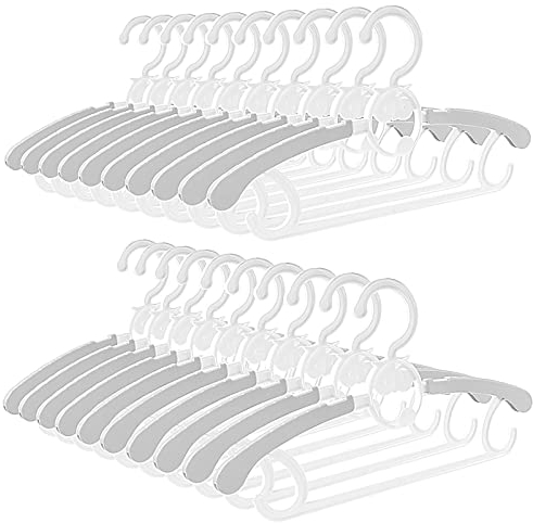 Spesh 20 Stücke Kinderkleiderbügel 29-40cm Verstellbare Baby Kleiderbügel mit Stapelbaren Haken Rutschfester Kleiderbügel (Grau)