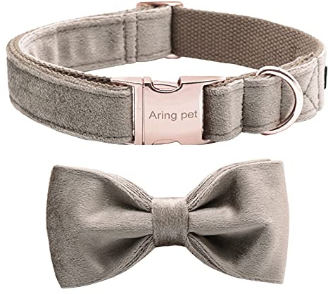 ARING PET Samt Hundehalsband-Niedliche Hundehalsbänder mit Schleife, Bequeme weiche und verstellbare Samt Halsband Geschenke mit Metallschnalle für kleine mittlere große Hunde
