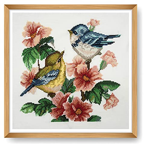 Trimits Kit per punto croce grande, ricamo a punto croce, per adulti, principianti, bambini, regali di Natale (cornice non inclusa), 11 pezzi, uccello
