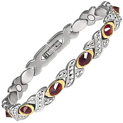 EnerMagiX Pulseras magnéticas de titanio para hombre, pulsera de rubí de titanio con imanes, pulseras de regalo para mujeres y hombres