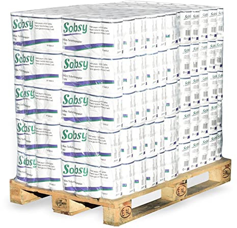 Hypafol Toilettenpapier Halbpalette motivgeprägt | 120 x 8 Rollen | 3-lagig mit 150 Blättern | Halbpalette: 120 x 8 Rollen | weißer Zellstoff und extra weich