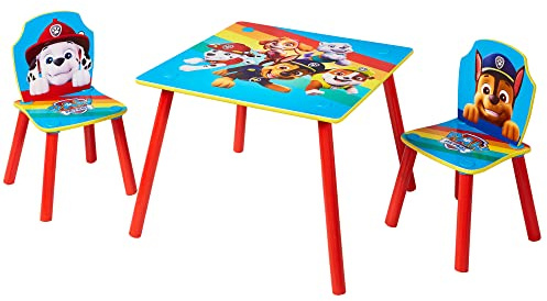 PAW PATROL - Set aus Tisch und 2 Stühlen für Kinder , 43.5cm x 63cm x 63cm, 52.5cm x 29.5cm x 29cm