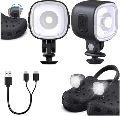 2 st strålkastare för croc uppladdningsbara LED croc strålkastare IPX6 vattentäta sko lampor