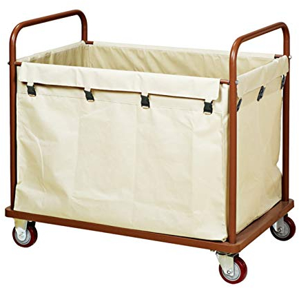 Trolleys, robuster, rollender Wäschesortierwagen mit Griff, gewerblicher Reinigungswagen, Hotelzimmerservice-Wagen, Metallfarbe (braun)