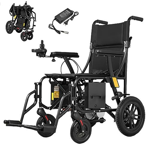 Bueuwe Elektrischer Rollstuhl, Leicht Faltbar Rollstuhl Elektrisch, Ultraleicht Elektrorollstuhl, Elektrische Rollstühle für ältere und Behinderte Menschen, 13A Lithium-Batterie, 15.8kg