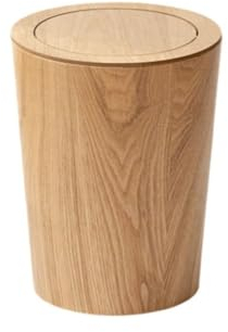 Poubelle ronde Ailler en bois avec couvercle, 10L, brun, pour salles de bains, cuisine et bureau