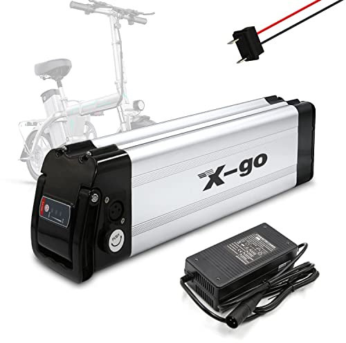 X-go Bateria Bicicleta Electrica 48V 13AH con Cargador y Cable Descarga de 2 Pines, Batería Ebike Li-Ion para Motor 250W 350W 500W 750W