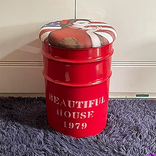 GraSky Ottoman-Sitzhocker mit Metallrahmen und Kunstlederpolsterung – Beistelltisch und Spielzeugkiste im Landhausstil – 45 x 30 x 30 cm.