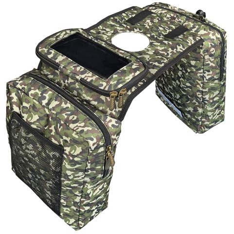 Vanlison ATV Tank Bag Saddle Bag Waterproof Motorcycle Bag Compatible with Snowmobile Sportsman Scrambler FourTrax Grizzly UTV Hanging Storage Bag Camo Green