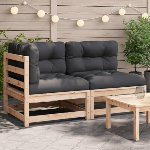 Juroupi Gartensofa mit Kissen 2-Sitzer GartenmöBel Terrassensofa Outdoor Sofa Balkon Outdoor Couch Loungesofa Outdoor Massivholz Kiefer - 838117