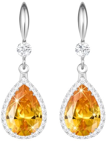 Linawe Set di gioielli in argento, orecchini pendenti arancioni, con diamanti in cristallo di moissanite, gioielli alla moda, orecchini pendenti da sposa