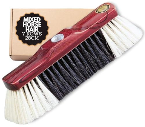 Essential Range Tête de balai en crin de cheval 28 cm pour maçonnerie – Brosse de balayage durable à 7 rangées avec selle en bois laqué, outil de maçonnerie polyvalent pour les salissures légères et