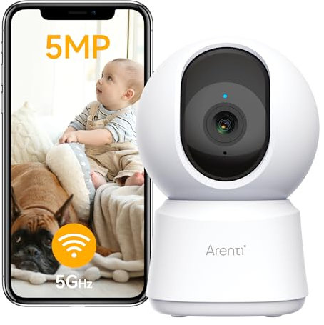 ARENTI 3K 5MP Pet Dog Cameras with App,5Ghz&2.4G WiFi 6 Baby Monitor,Security Camera Indoor,Motion Tracking,Sound Detection,Night Vision,360°View,Two-Way Audio,Works with Alexa (P2F)