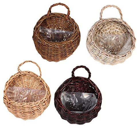 Parliky 4stücke Handgefertigte Wicker Weaving Blumentöpfe Wanddekorationen Für Pflanzen Für Schlafzimmer Küche Und Garten Geflochtene Aufbewahrungs Körbe