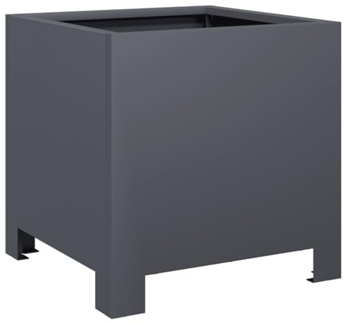 vidaXL Trädgårdskruka antracit 30x30x30 cm stål, blomkruka, blomlåda, trädgårdslåda, odlingskruka, planteringslåda, trädgård planteringslåda