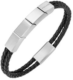 POLICE Parallel Armband für Herren Leder 190 mm schwarz