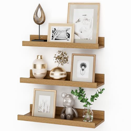 Feihorrm Wandregal 3er Set, Regal Eiche, 40cm Schweberegal aus Holz