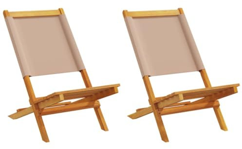 Xichuzi Gartenstühle 2 STK. Taupe Massivholz Akazie & Stoff, Gartenmöbel, Terrassenstühle, Balkon Stühle, Balkonstuhl, Garten Stühle Für Draussen - 367692