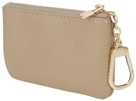 LARENNT Vollnarbiges Leder Münzbörsen mit Schlüsselbund (Etoupe Grau) | Schlüsseletui Leder, Coin Purse, Kleine Geldbörse für Münzen, gefaltete Scheine, Bankkarten, Schlüssel für Damen & Herren
