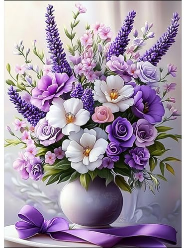 HEIBAGO Diamond Painting Ramo, DIY Paisaje Pintura Diamante Adultos, Cruz Bordada Cuadros Diamantes 5D Flor Manualidades Para Decorar la Pared De Casa 30x40cm