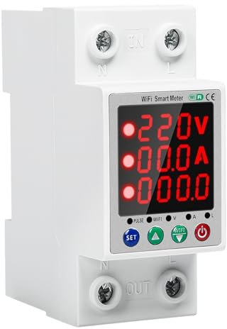 Jadeshay Compteur d'énergie Intelligent, 2P 63A Disjoncteur Connecté WiFi Compteur Electrique, avec Protection Contre Les Surtensions et Les sous-tensions/Fonction de Minuterie AC230V