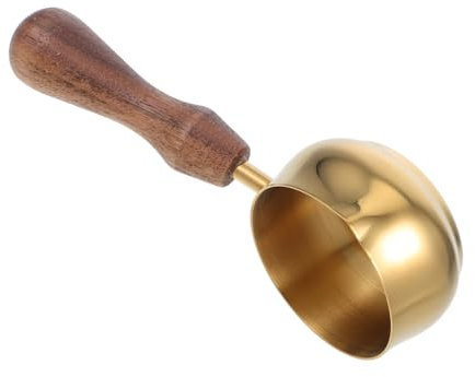 Amosfun Stainless Steel Espresso Cup Spout Milk Replacement Carafe Wooden Handle for Cappuccino Latte