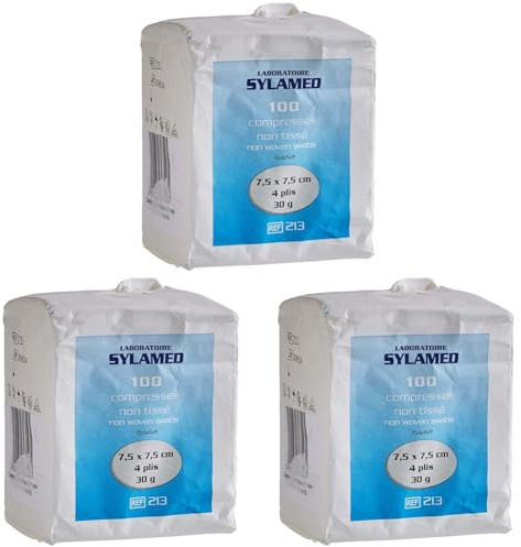 Sylamed 100 Compresses Non Stériles/Non Tissée 7,5 x 7,5 cm (Lot de 3)