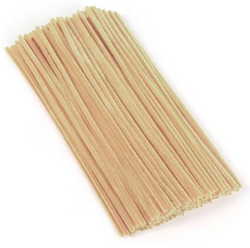 Pfeifenreiniger Hellbraun 100 Stück, Pfeifenreiniger zum Basteln 30 cm x 6 mm, Pfeiffenputzerdraht Chenilledraht, Pfeifenputzer Biegeplüsch Basteldraht für DIY Art Craft Projekte, Dekoration