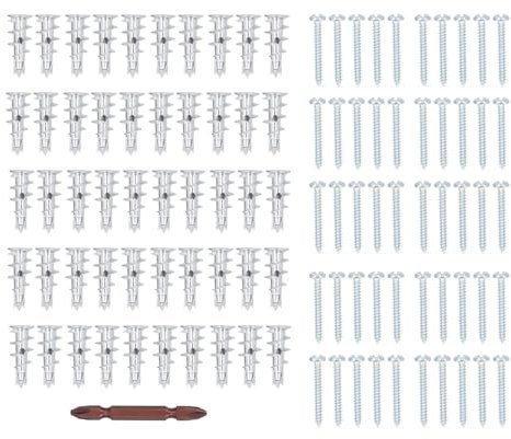 Zink -Selbstbohrern Trockenbauanker mit Schraubenkit, 50pcs Heavy Dut Self -Drilling Trockenbau -Anker -Kit - hohle Metallwandanker mit 50 Schrauben für maximale Stütze