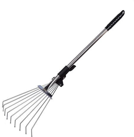Rastrello telescopico regolabile con manico allungabile e testa a ventaglio in acciaio inox da giardino rastrello pieghevole per arbusti rastrello da giardino per giardinaggio aiuole finestre pozzi