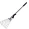 Rastrillo telescópico ajustable con mango extensible y cabeza de abanico de acero inoxidable, rastrillo plegable para hojas de jardín, herramientas para jardinería, parterres, ventanas, pozos, césped