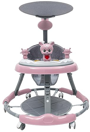 4-in-1-Lauflernhilfe, Lauflernwagen mit Spielset & Bodenmatte, Lauflernhilfe mit Musik, Outdoor Spielzeug Lauflernhilfe Stehen Gehhilfe MäDchen Junge ab 4 Monate Kleinkind (Rosa)