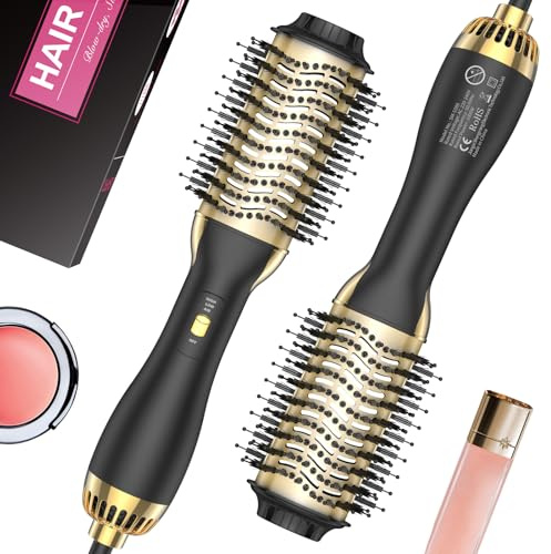 Brosse Soufflante, 4 en 1 Brosse Chauffante Brushing, Salon One-Step Brosse Chauffante et Volumisante, Brosse Seche Cheveux pour Sécher Lisser Volume - Convient à Tous les Types de Cheveux