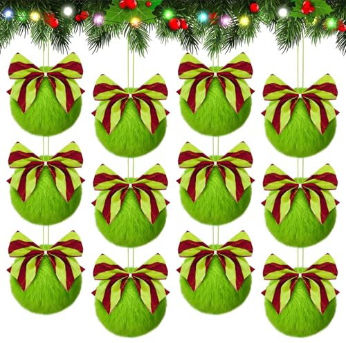 Grüne Weihnachtskugeln 12 Stück Weihnachtskugeln Grün Christbaumschmuck Grüne Weihnachtsbaumschmuck Schleifen Rot Grün Christbaumkugeln Weihnachtsanhänger Weihnachtsdeko für Weihnachten Party