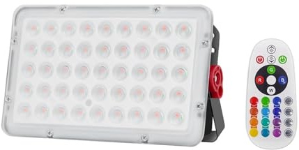 Projecteur LED RGB 200W 100W 50W, variable avec télécommande, étanche IP66, éclairage extérieur Super Bright(100W)